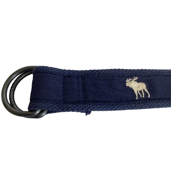 ABERCROMBIE & FITCH Kids Belt Size 8 Navy Blue A+F Moose Logo Adjustable D-ring - Picture 1 of 8